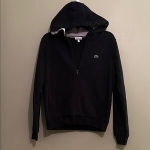 Lacoste Boys Classic Black Zip-Up Hoodie Size 16